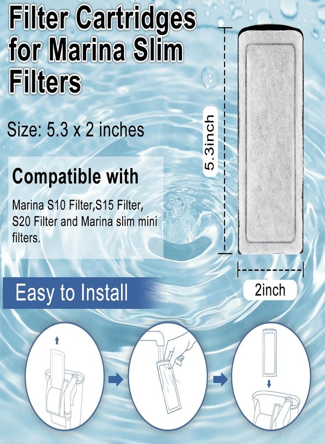 Pryitier 8 Pack Filter Cartridge for Marina Slim Filter S10/S15/S20, Replacement Fish Tank Cartridges with Ceramic for All Three Marina Slim Models - Image 2